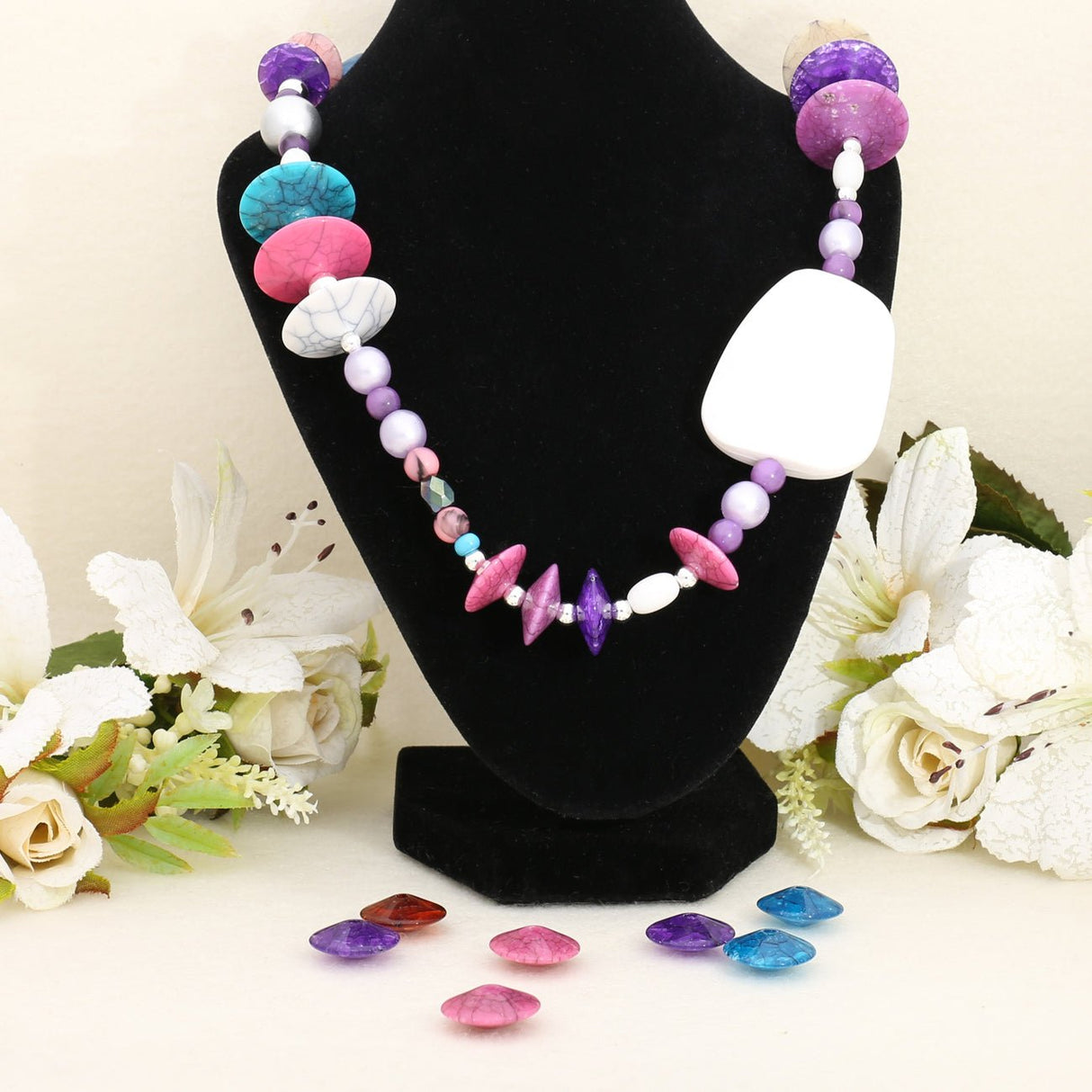 Recycelte Glasperlen 8 mm - Pearly Lilac Bubbles - PerlineBeads