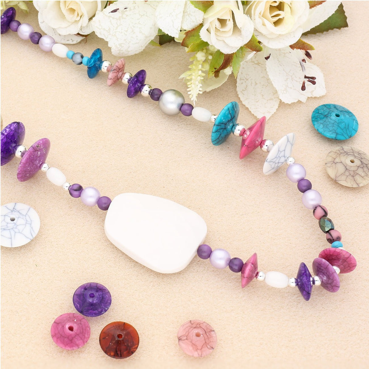 Recycelte Glasperlen 8 mm - Pearly Lilac Bubbles - PerlineBeads