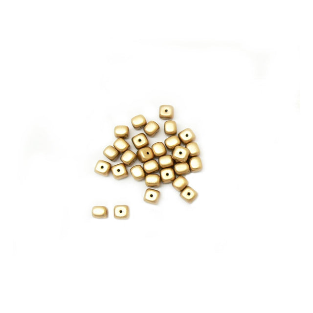 Recycelte Glasperlen "Cubes" - Matt Gold - PerlineBeads
