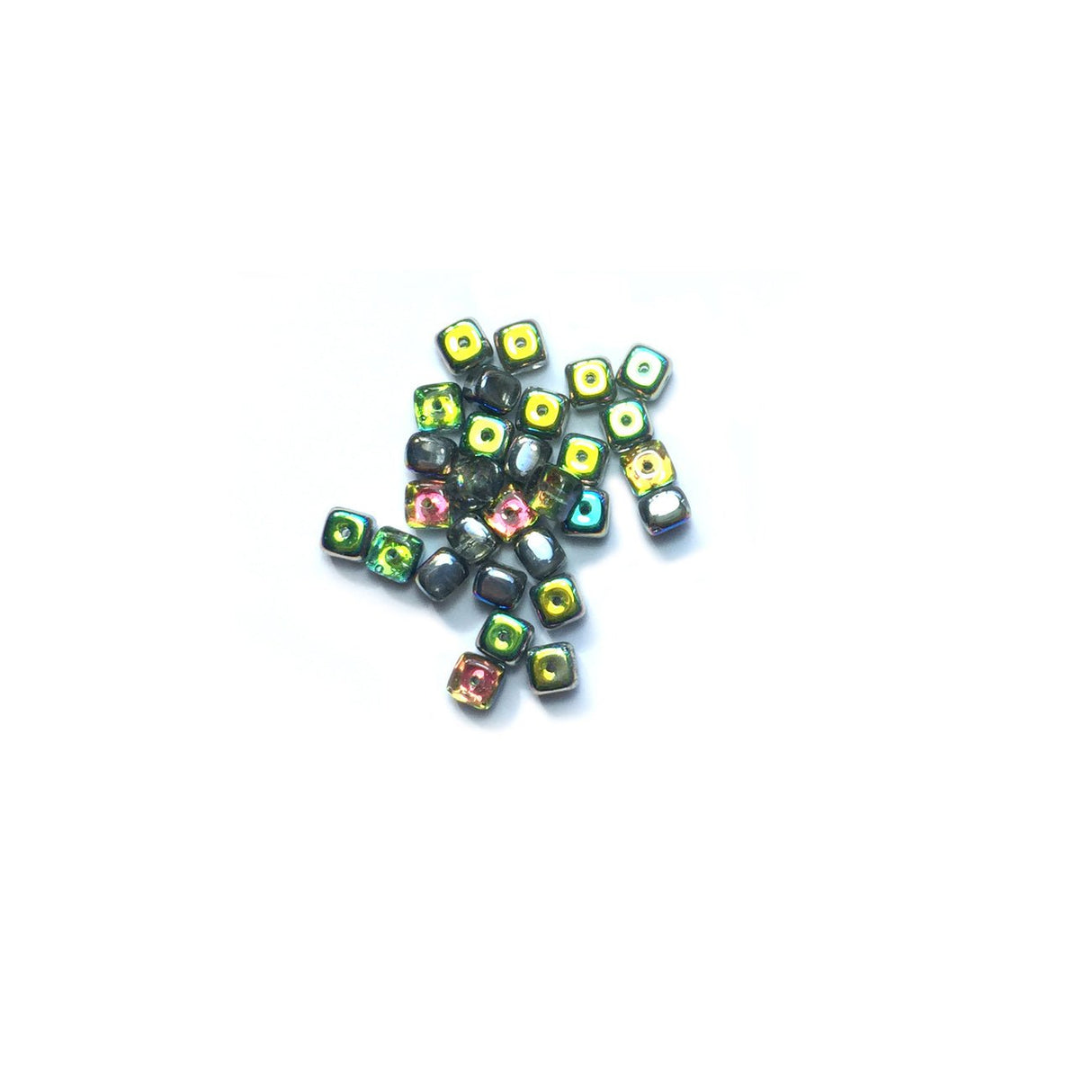 Recycelte Glasperlen "Cubes" - Metallic Rainbow - PerlineBeads