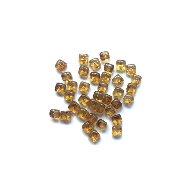 Recycelte Glasperlen "Cubes" - Old Whisky - PerlineBeads