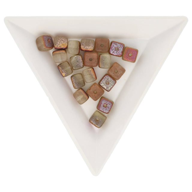 Recycelte Glasperlen "Cubes" - Rusty - PerlineBeads