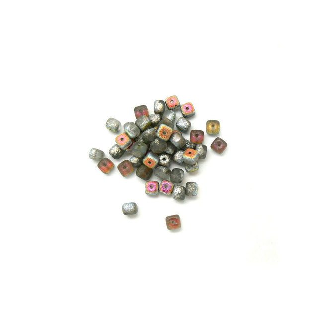 Recycelte Glasperlen "Cubes" - Rusty Chrome - PerlineBeads