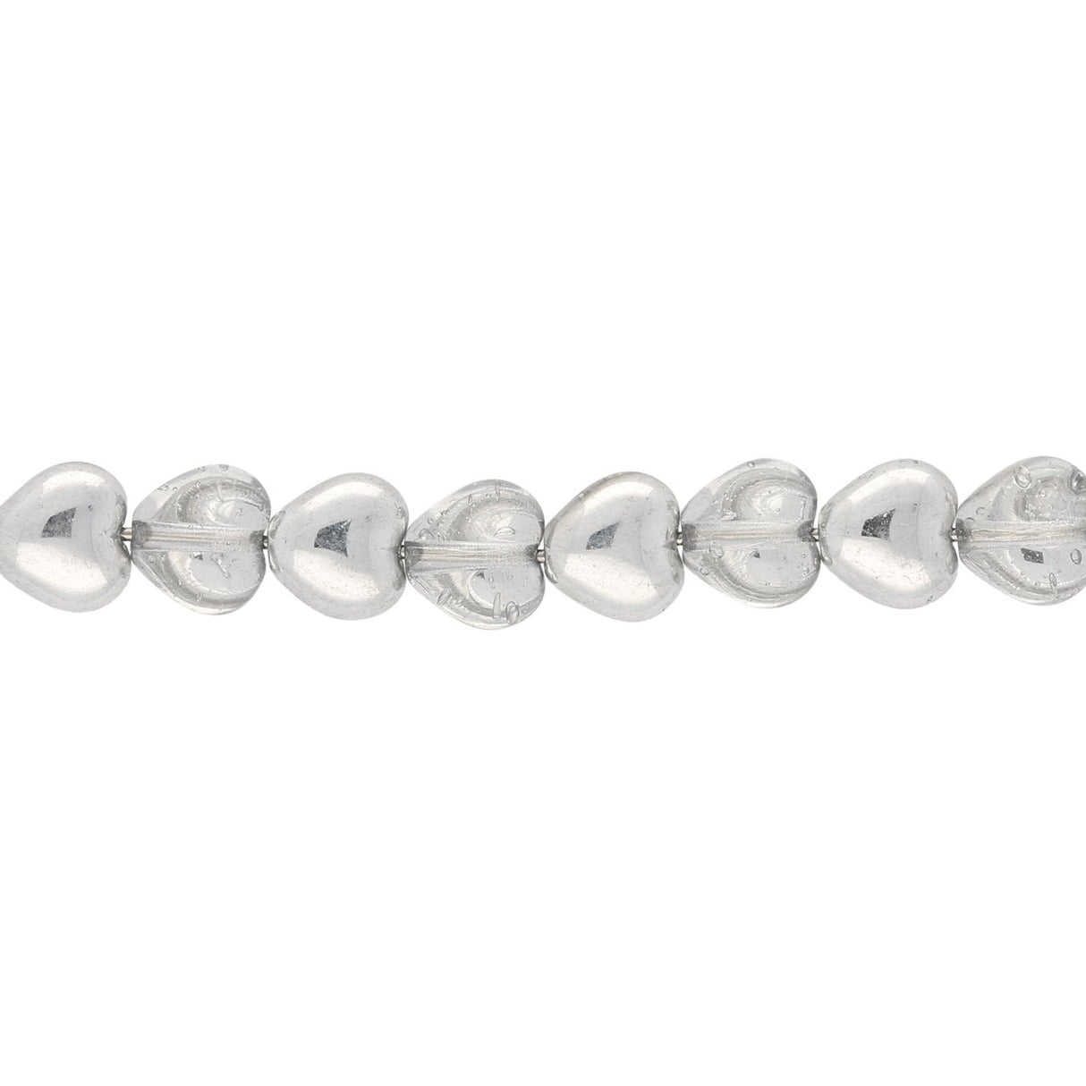 Recycelte Glasperlen "Hearts" - Half Silver - PerlineBeads
