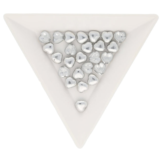 Recycelte Glasperlen "Hearts" - Half Silver - PerlineBeads