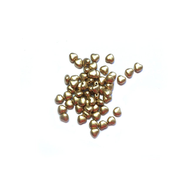 Recycelte Glasperlen "Hearts" - Matt Gold - PerlineBeads