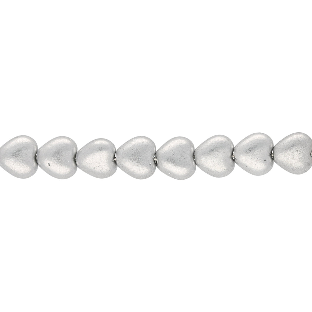 Recycelte Glasperlen "Hearts" - Matt Silver - PerlineBeads