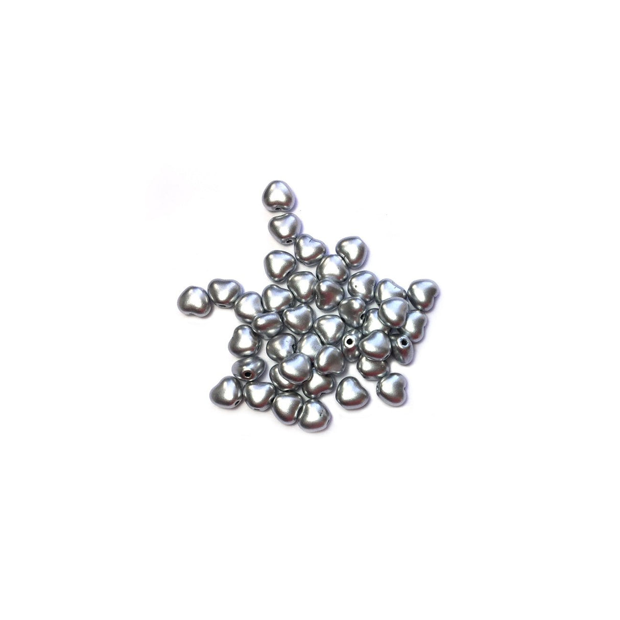 Recycelte Glasperlen "Hearts" - Matt Silver - PerlineBeads