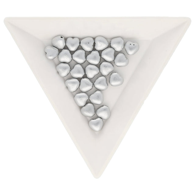 Recycelte Glasperlen "Hearts" - Matt Silver - PerlineBeads