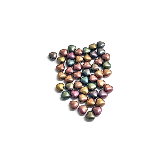 Recycelte Glasperlen "Hearts" - Metallic Candy - PerlineBeads