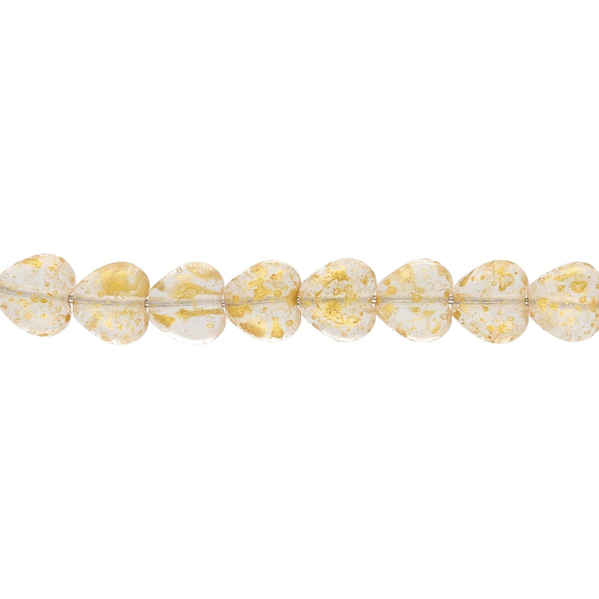 Recycelte Glasperlen "Hearts" - Rough Gold - PerlineBeads