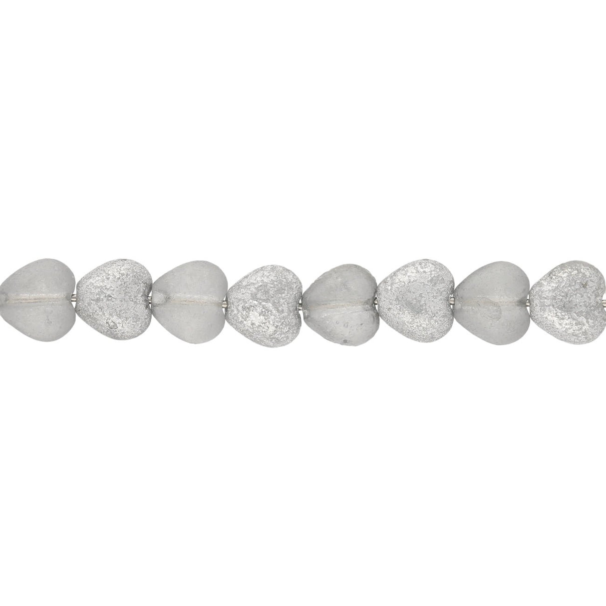 Recycelte Glasperlen "Hearts" - Rough Silver - PerlineBeads