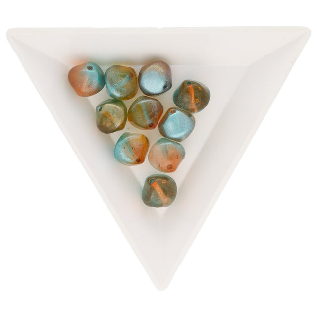 Recycelte Glasperlen "Organic Bicone" - Green & Orange - PerlineBeads