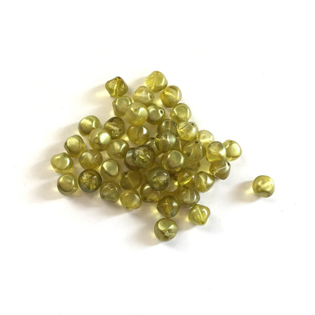 Recycelte Glasperlen "Organic Bicone" - Green & Yellow - PerlineBeads