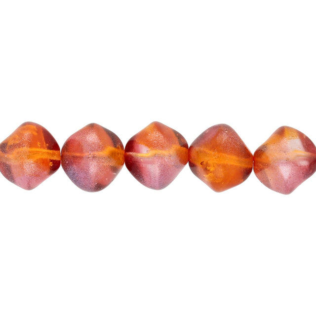 Recycelte Glasperlen "Organic Bicone" - Orange & Yellow - PerlineBeads