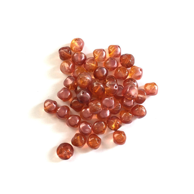 Recycelte Glasperlen "Organic Bicone" - Orange & Yellow - PerlineBeads