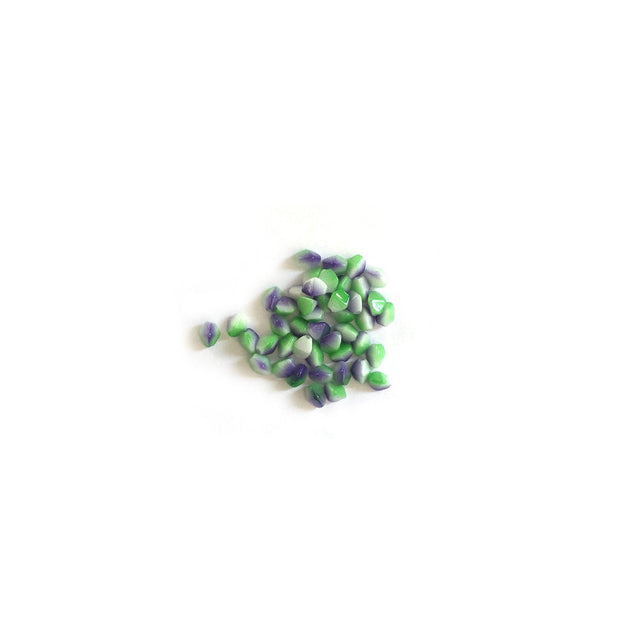 Recycelte Glasperlen "Tiny Bicone" - Green White Purple - PerlineBeads