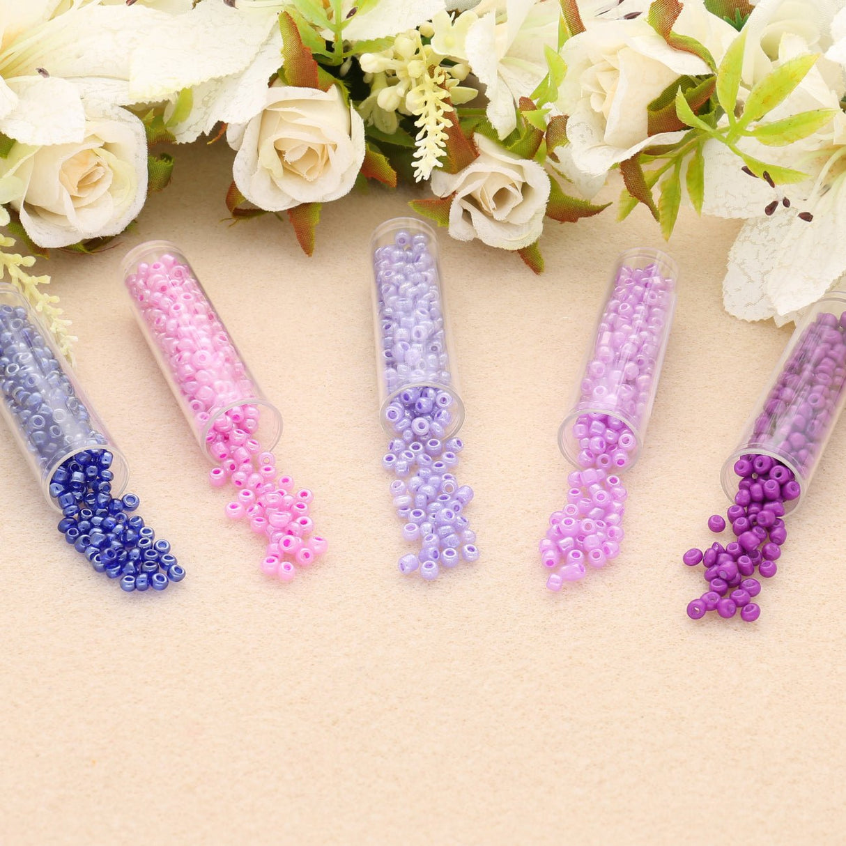 Rocailles Glasperlen Mix 8/0 unregelmässige Grösse – Lavender Dream - PerlineBeads