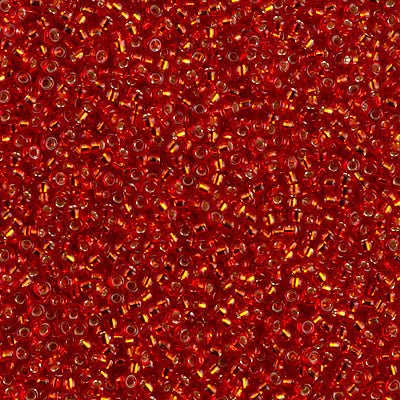 Rocailles-Perlen Miyuki 15/0 – Silver Lined Flame Red - PerlineBeads
