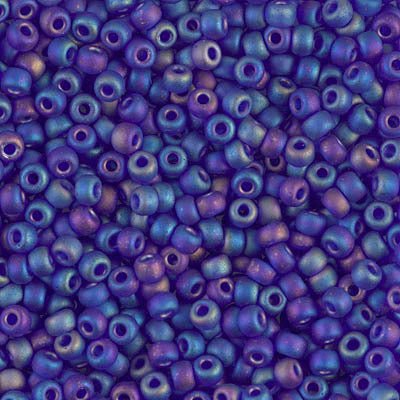 Rocailles-Perlen Miyuki 8/0 – Matte Transparent Cobalt AB - PerlineBeads