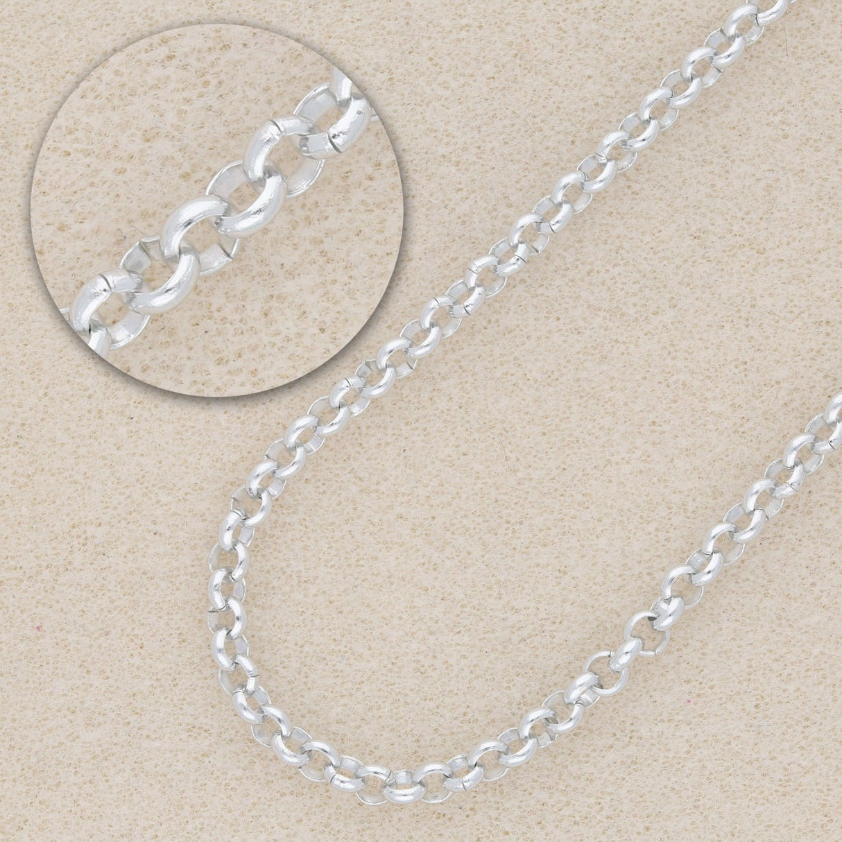 Rolo Aluminiumkette 4 x 1 mm - Silber - PerlineBeads