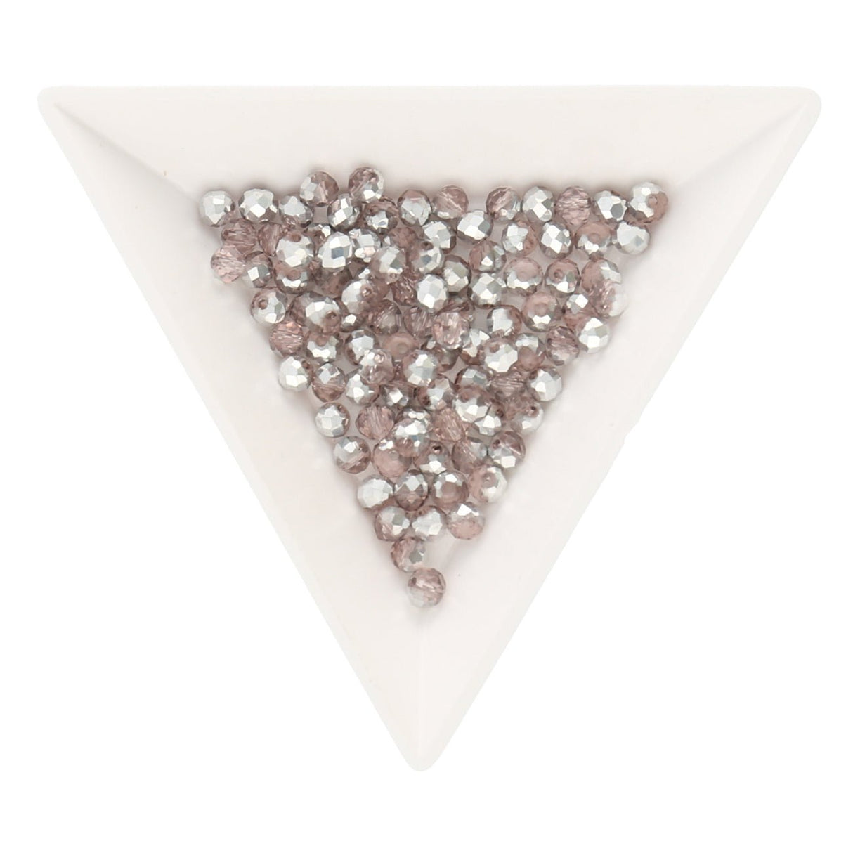 Rondellen aus facettiertem Glas 4x3 mm - Rosa/Silber - PerlineBeads