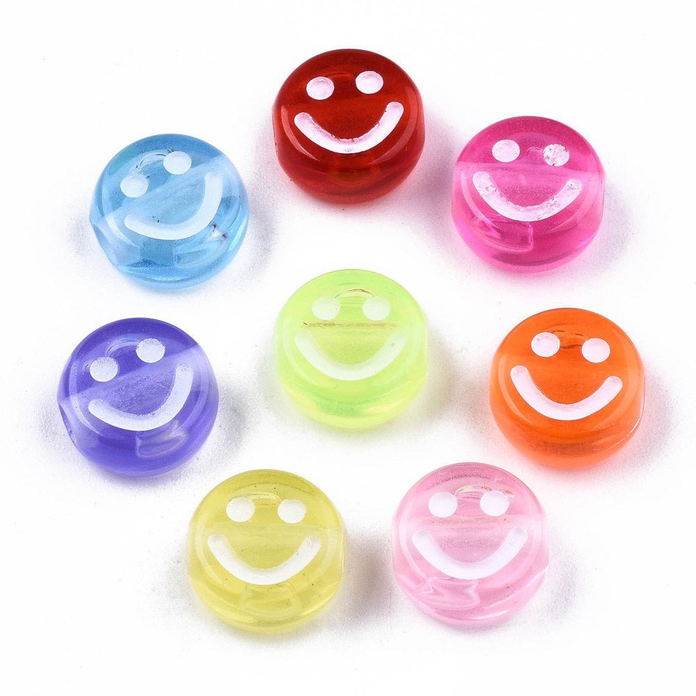 Runde flache Acrylperle - Smiley - PerlineBeads