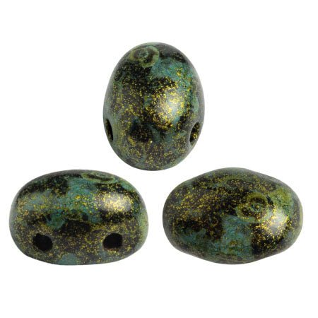Samos® par Puca® - Metallic Mat Green Spotted - PerlineBeads