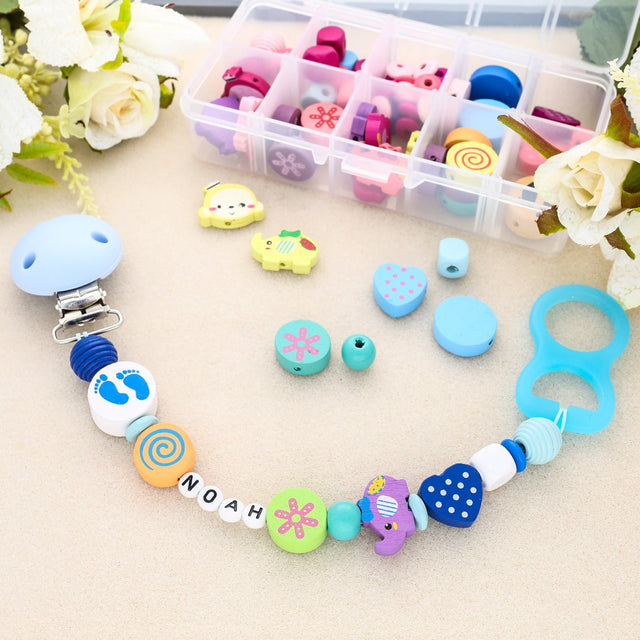 Schnuller-Clip aus Silikon - hellblau - PerlineBeads