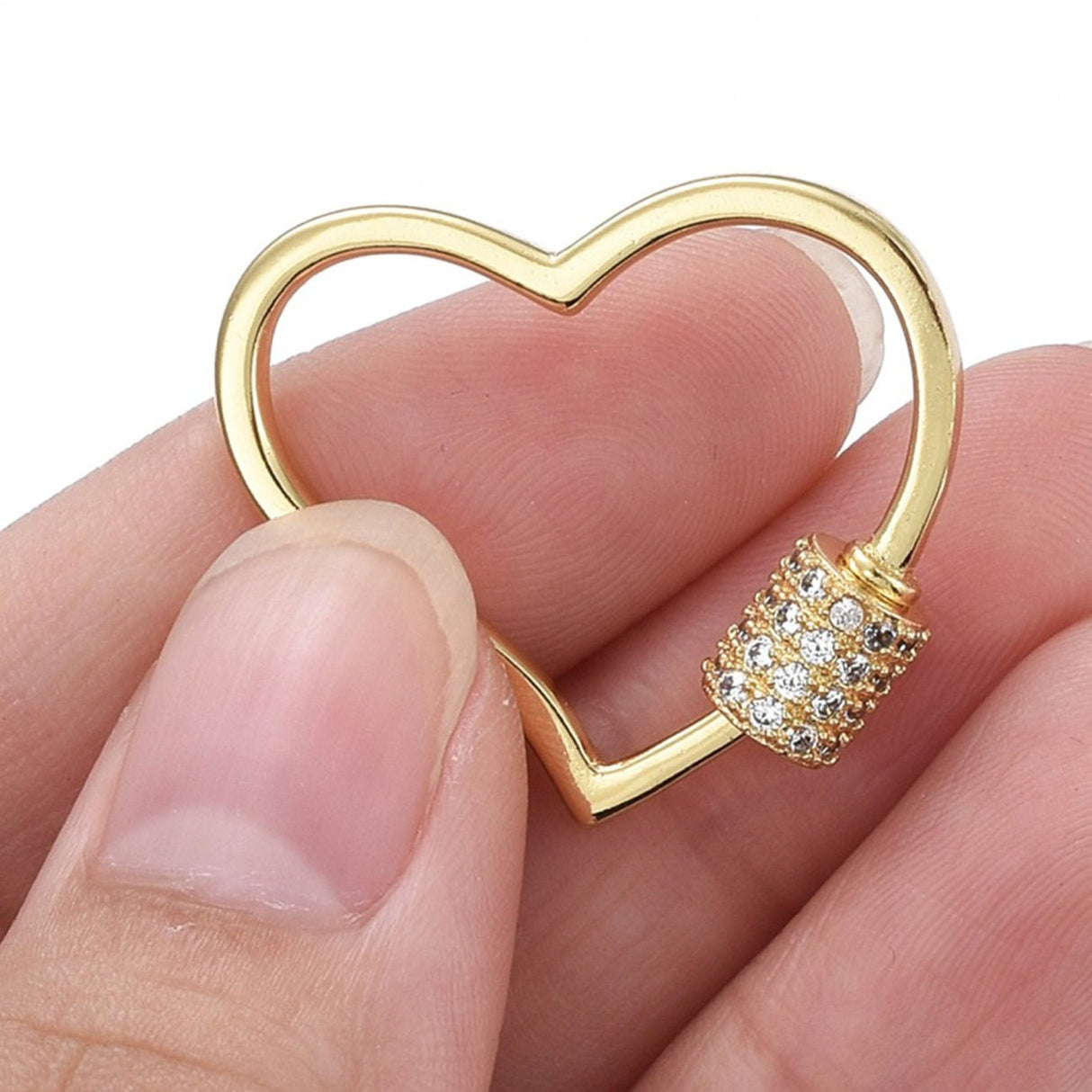 Schraubverschluss in Herzform - Micro Pavé Cubic Zirconia - PerlineBeads