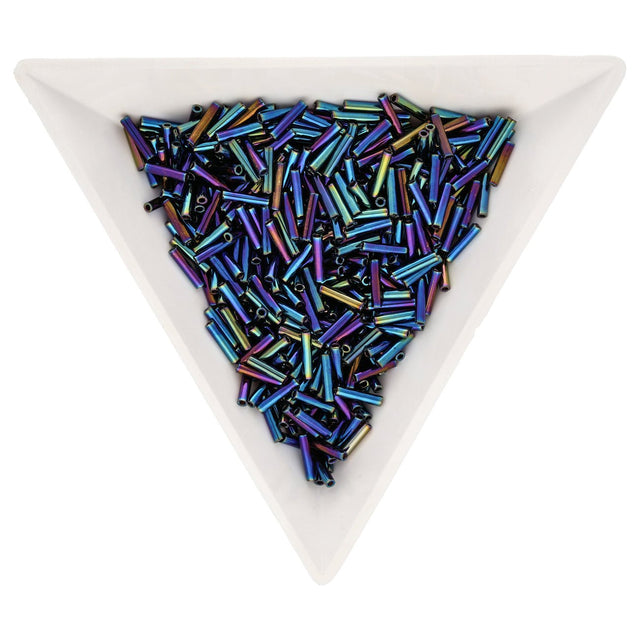 Slender Bugle 6 mm – Metallic Blue Iris - PerlineBeads