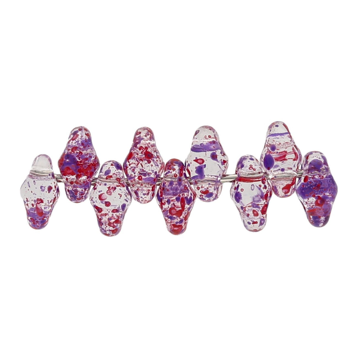 SuperDuo 2,5 x 5 mm- Confetti Splash - Violet Red - PerlineBeads