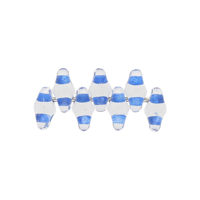 SuperDuo 2,5 x 5 mm- Crystal Blue Lined - PerlineBeads