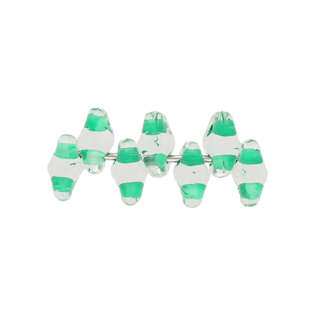 SuperDuo 2,5 x 5 mm- Crystal Green Lined - PerlineBeads