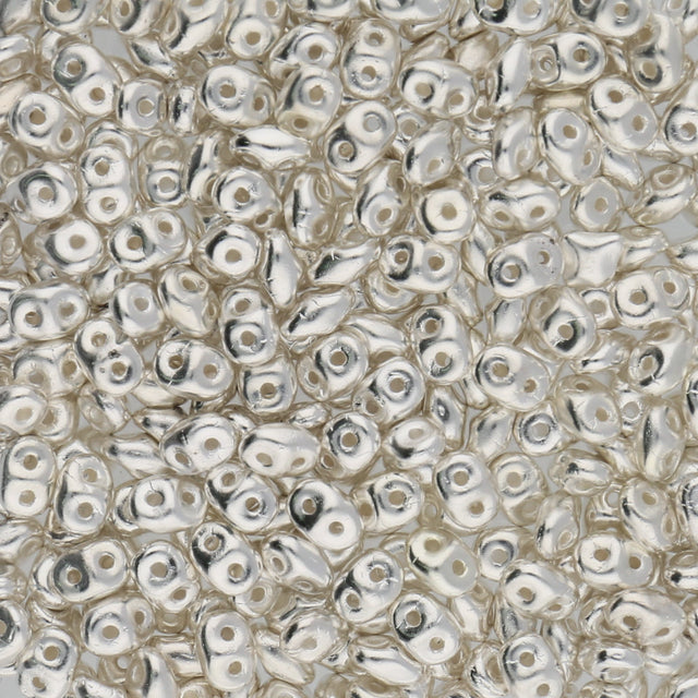 SuperDuo 2,5 x 5 mm - Fine Silver Plate - PerlineBeads