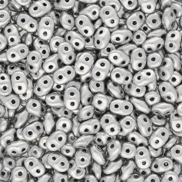 SuperDuo 2,5 x 5 mm - Matte - Metallic Silver - PerlineBeads