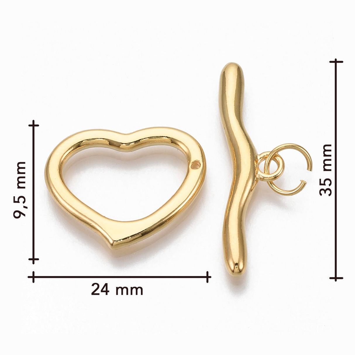 T-Bar-Verschluss Herzform - Gold - PerlineBeads