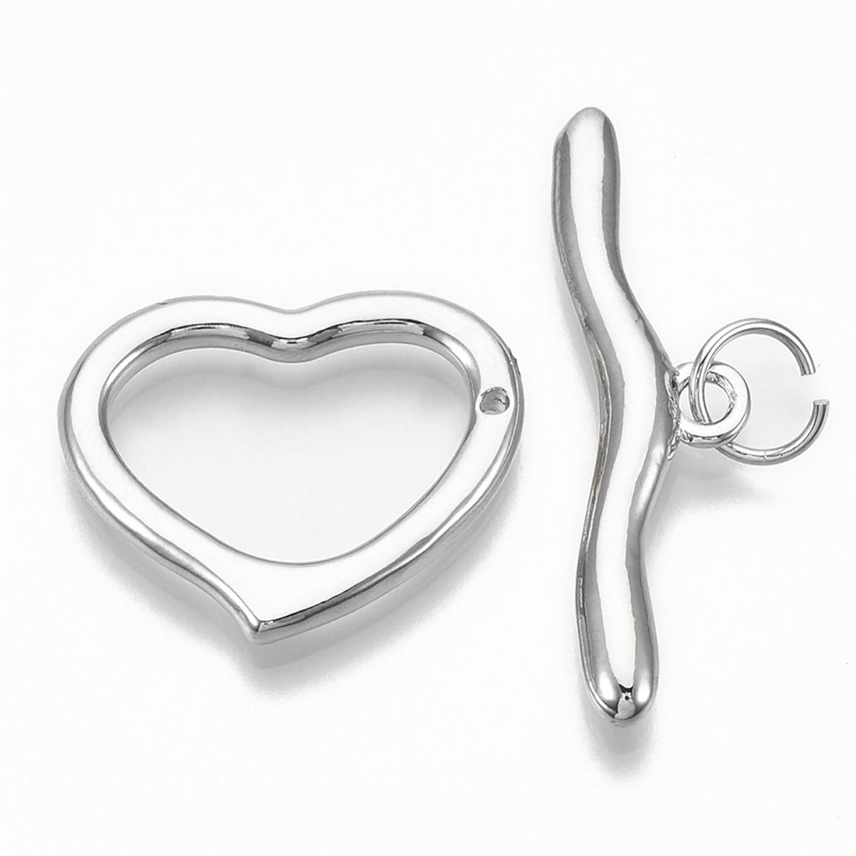 T-Bar-Verschluss Herzform - Platin - PerlineBeads