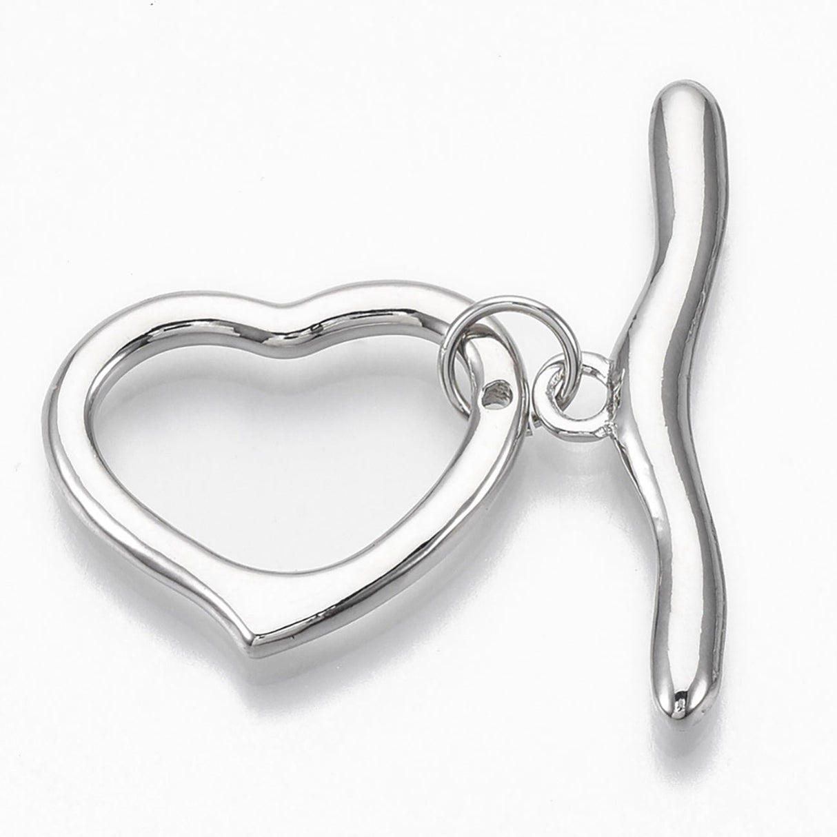 T-Bar-Verschluss Herzform - Platin - PerlineBeads