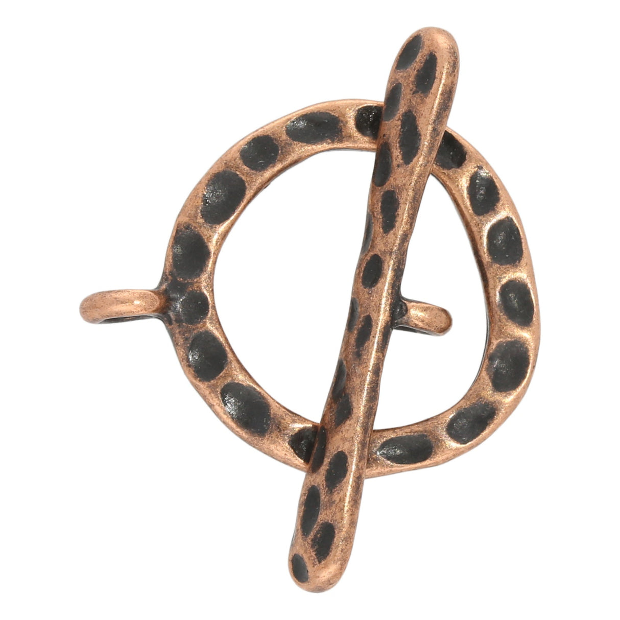 T-Bar-Verschluss rund gehämmerte Oberfläche – Kupfer Antik - PerlineBeads