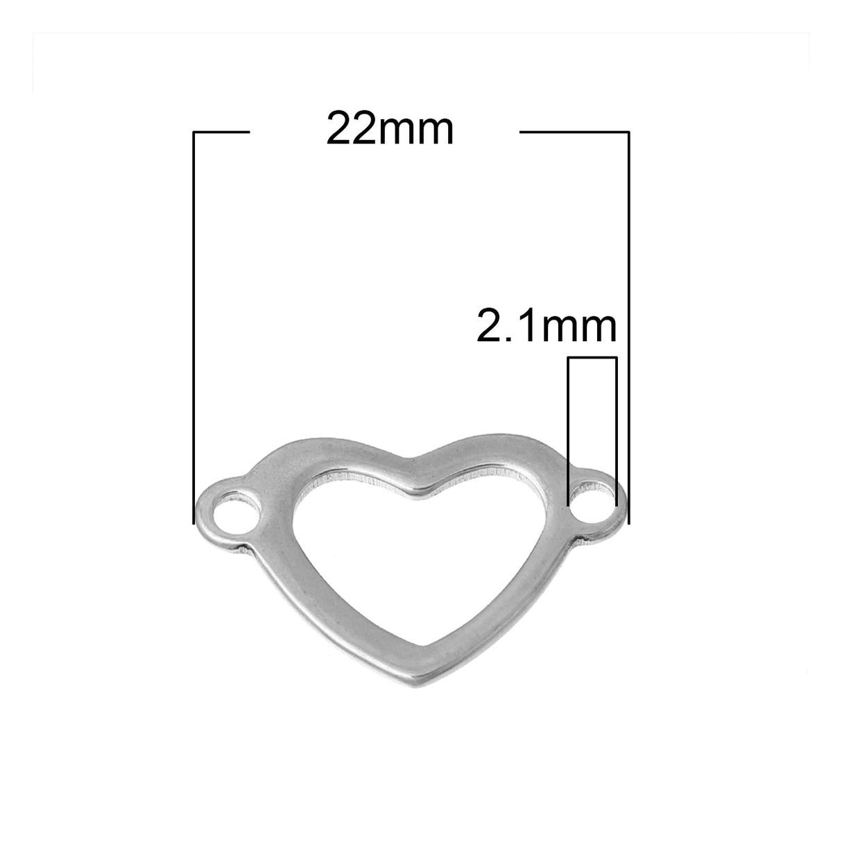 Verbindungselement “Herz” 22 x 14 mm - Edelstahl - PerlineBeads