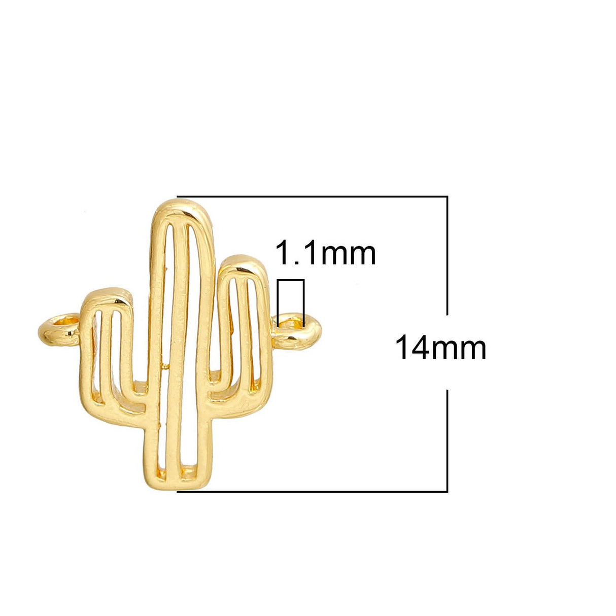 Verbindungselement “Kaktus” 14 x 13 mm - Farbe Gold - PerlineBeads