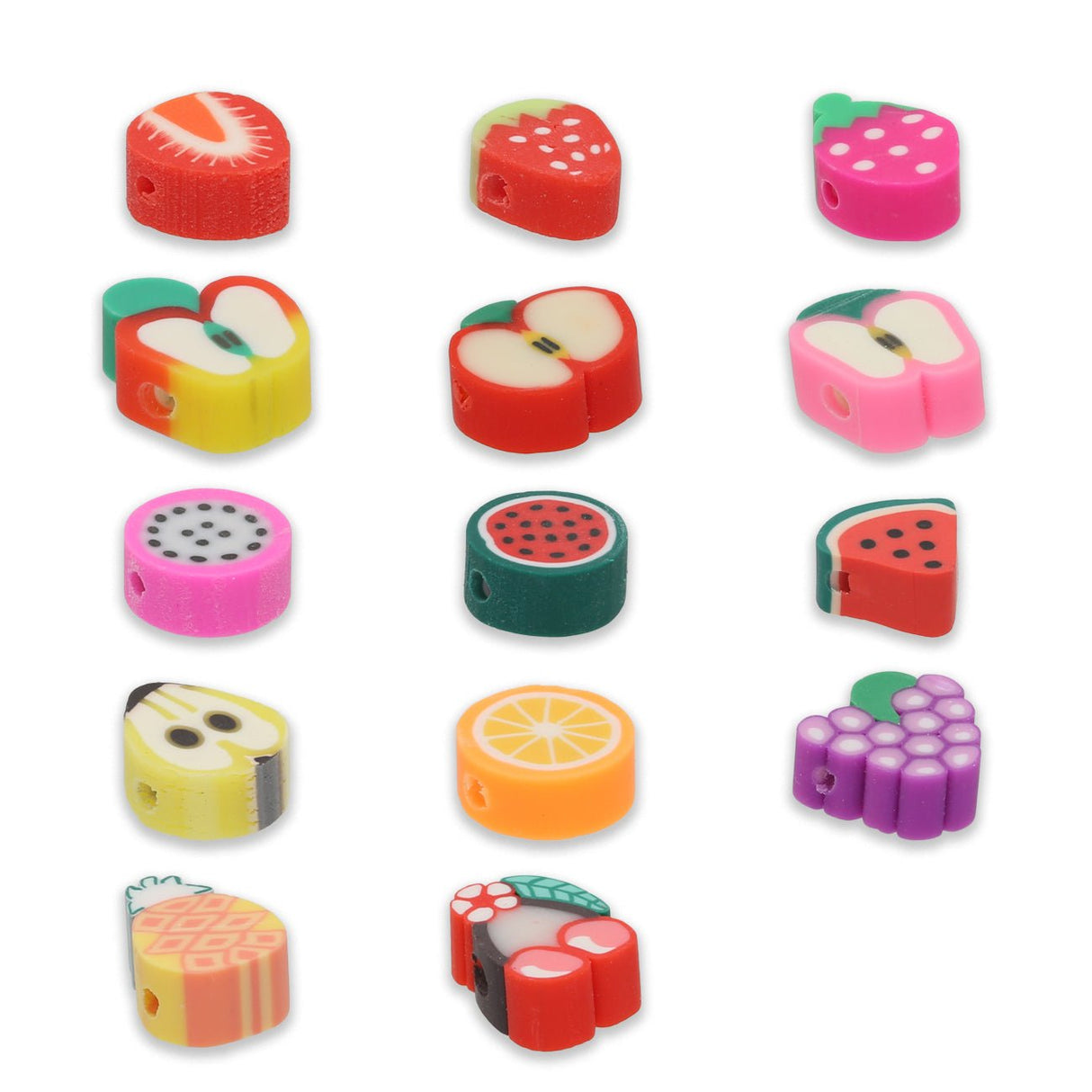 280 Stk. Perlen aus Polymer-Paste – Früchte (14x 20 Stk.) - PerlineBeads