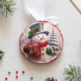 Bead Embroidery Kit Christmas Ornament • Santa & Snowman