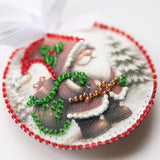Bead Embroidery Kit Christmas Ornament • Santa & Snowman
