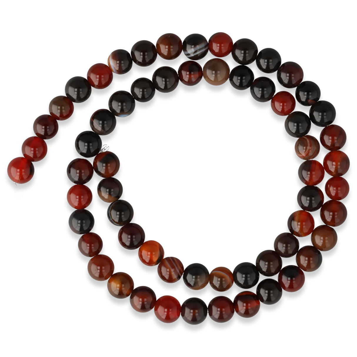 Achat Perlen mehrfarbig – Rot/Schwarz · rund · 6 mm