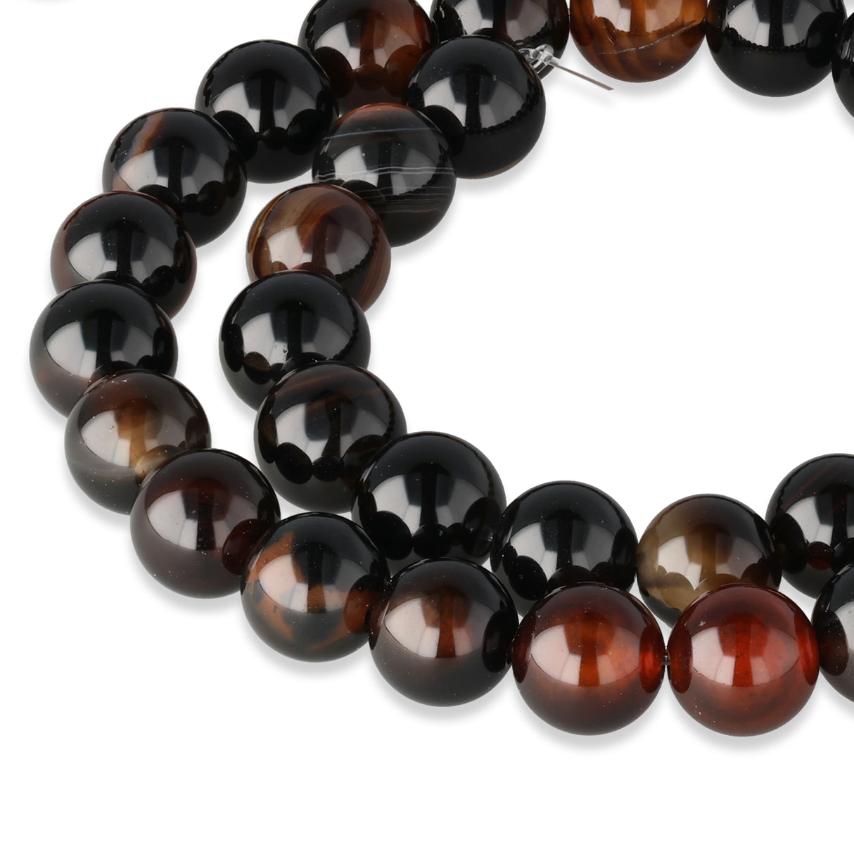 Achat Perlen mehrfarbig – Rot/Schwarz · rund · 8 mm