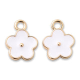 Blüten Charm Anhänger • 18K vergoldet • Emaille weiss • 9 x 11.5 mm