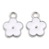Blüten Charm Anhänger • platiniert • Emaille weiss • 9 x 11.5 mm