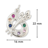 Farbpalette-Anhänger Platinfarben • Mit bunten Zirkonia-Steinen • 22 x 16 mm